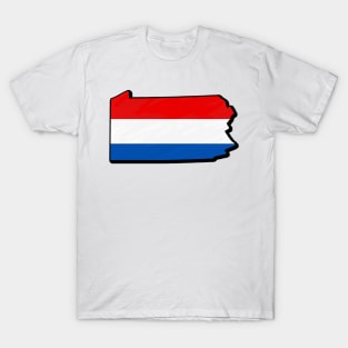 Red, White, and Blue Pennsylvania Outline T-Shirt